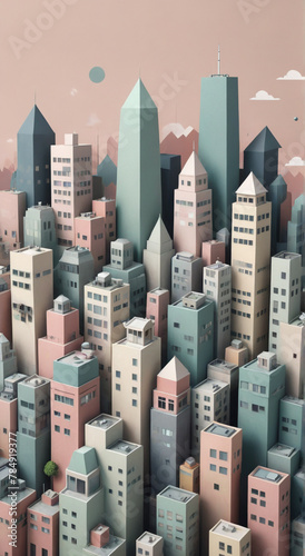 skyscrapers in the city  phone wallpaper 