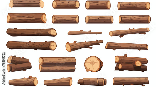 Wood and timbers or lumber vector illustrations set