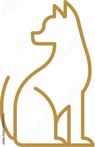 Minimalist one line drawing dog sitting