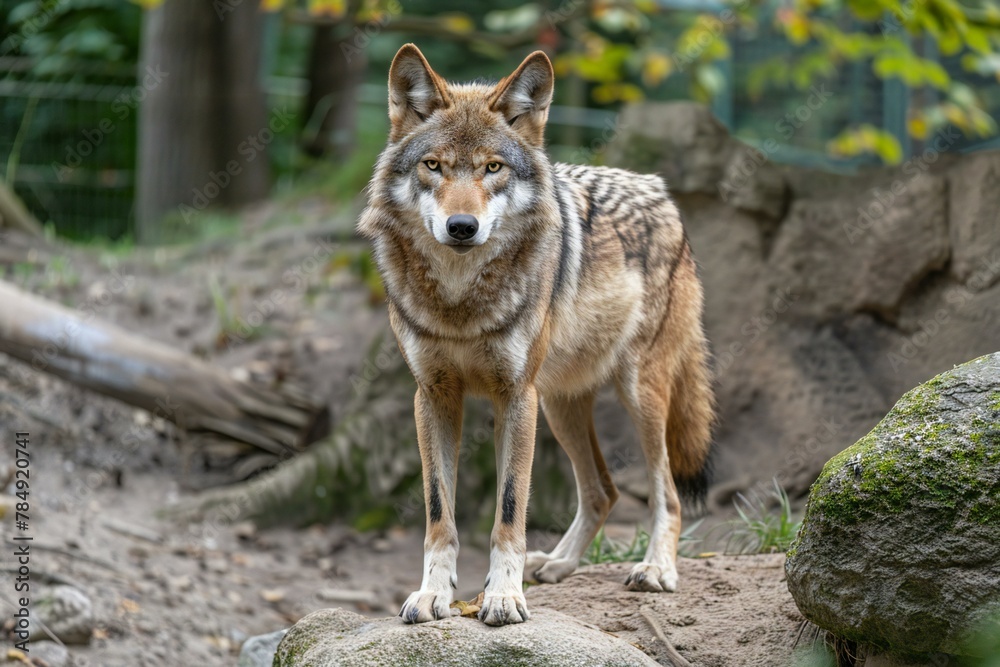 Lone wolf (Canis lupus) in the zoo