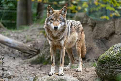 Lone wolf  Canis lupus  in the zoo