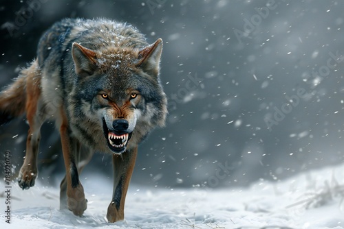 Canis lupus  wild wolf in the winter forest