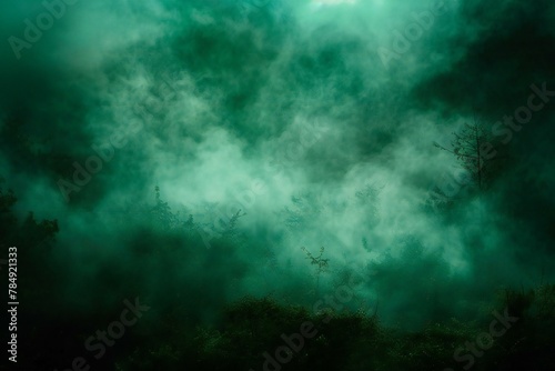 Fog in the forest at night, Foggy foggy landscape