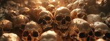 ultra realistic pile of skulls many different views 34 profile dramatic lighting with effects atmospheric 