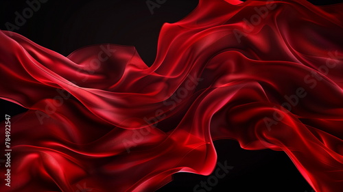 Red silk satin fabric abstract on black background.