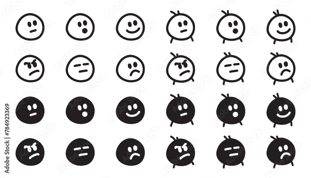Set of Emoji Vector Silhouettes Set of Emoji Vector Silhouettes
