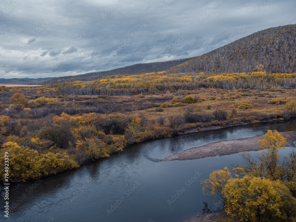 Fototapeta premium Autumn landscape in Hulun Buir, Inner Mongolia, China.