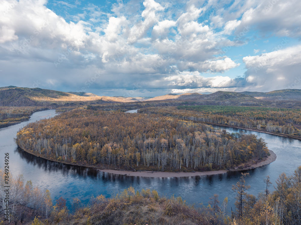 Fototapeta premium Autumn landscape in Hulun Buir, Inner Mongolia, China.