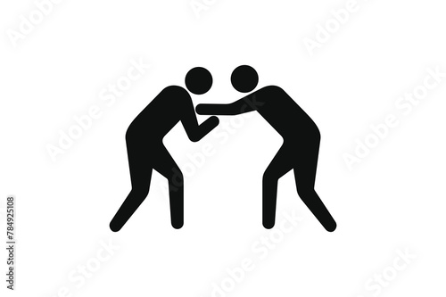 Grappling silhouette logo design vector