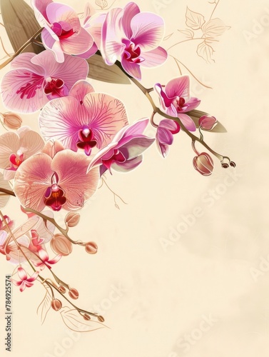 Elegant Orchid Floral Design with Blank Space for Creative Advertising or Mockup © Mickey