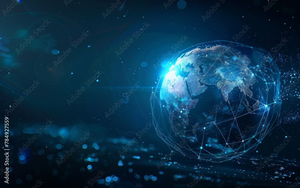 Communication technology for internet business. Global world network and telecommunication on earth cryptocurrency and blockchain and IoT Communication technology for internet business. Global world network and telecommunication on earth cryptocurrency and blockchain and IoT