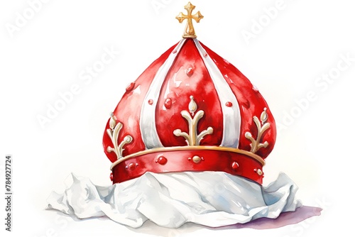 Watercolor image of a crown on a white background. Hand drawn illustration