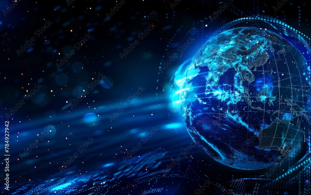 Communication technology for internet business. Global world network and telecommunication on earth cryptocurrency and blockchain and IoT Communication technology for internet business. Global world network and telecommunication on earth cryptocurrency and blockchain and IoT