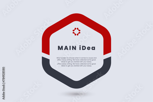 An infographic for badge main idea design, red and grey color stoke button. Vector illustration