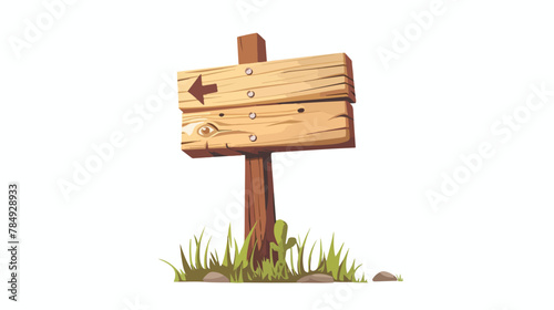 Wooden signpost on a white background 2d flat cartoon