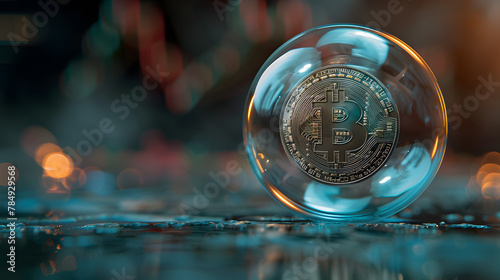 Bitcoin symbol enclosed within a bubble