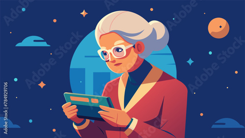 With a nostalgic grin on her face an elderly woman skillfully maneuvers her character through a digital world on her handheld gaming device.