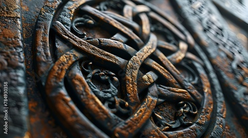 A detailed close-up of a metal object featuring a unique design
