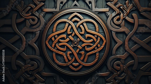 An ornate pattern of interlocking Celtic knots and spirals 