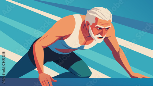 With determination etched on his face an older man pushes himself to complete the last few laps of his daily swim. His strength and dedication