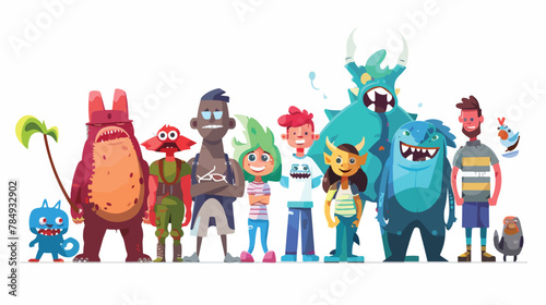 World cartoon mascot characters Illustration 2d flat