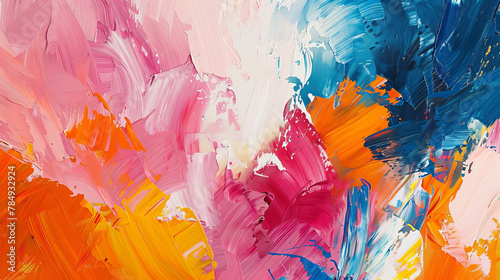 Bold and colorful abstract acrylic painting with dynamic brushstrokes  ai generated