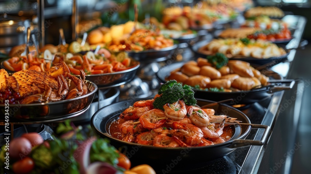 A sumptuous buffet, each dish a testament to culinary diversity, AI Generative
