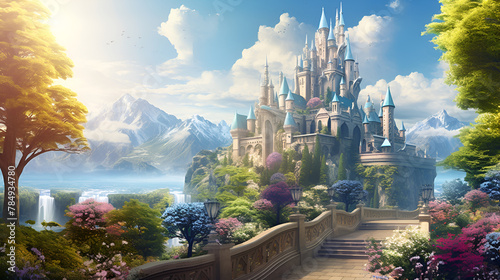 Castle Chronicles A Magical Fairy Tale royalty fantasy stronghold under the blue sky background
 photo