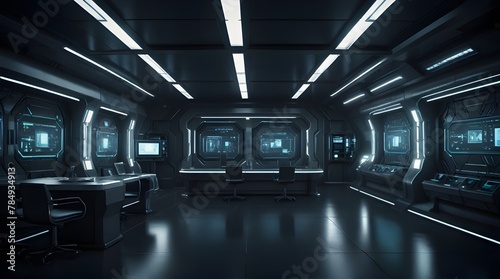 recent and futuristic Science fiction interiorScience background.generative.ai 