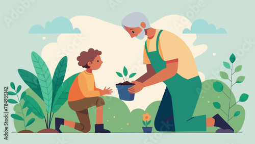 A patient grandparent mentoring a curious grandchild on the art of composting and its benefits for a thriving garden.