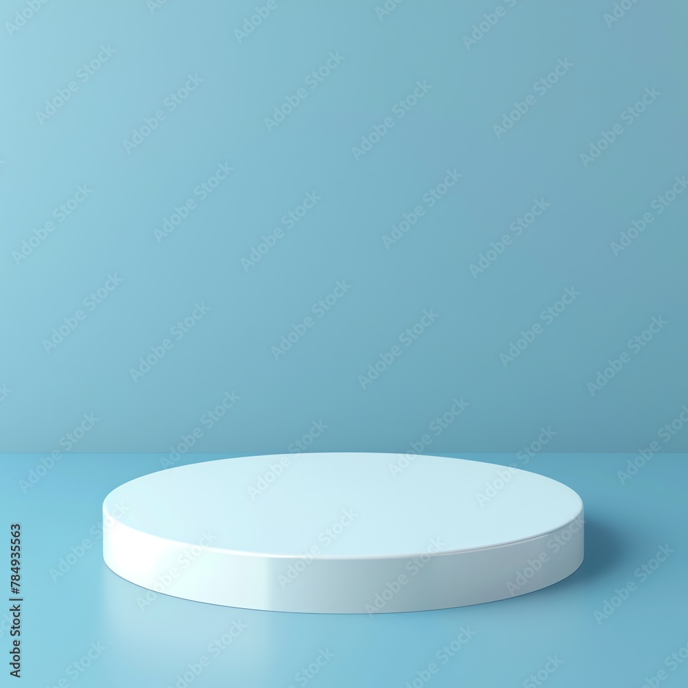 Beautiful round palstic empty podium with space for a product, ligth blue background Beautiful round palstic empty podium with space for a product, ligth blue background