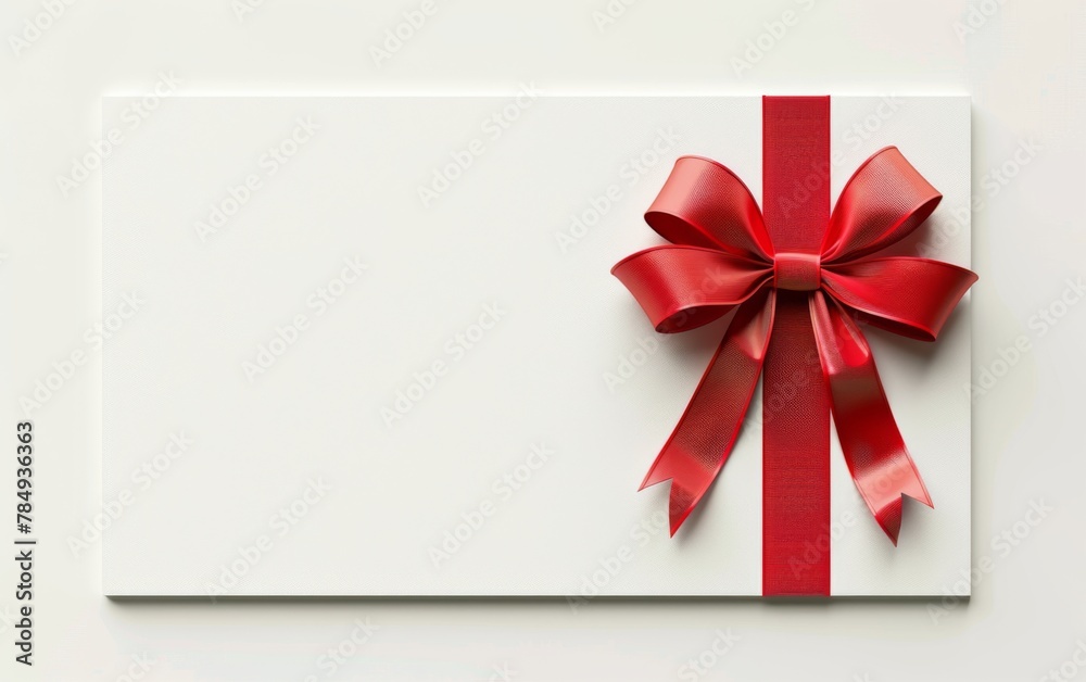 close up of a note card with ribbon bow on white background close up of a note card with ribbon bow on white background