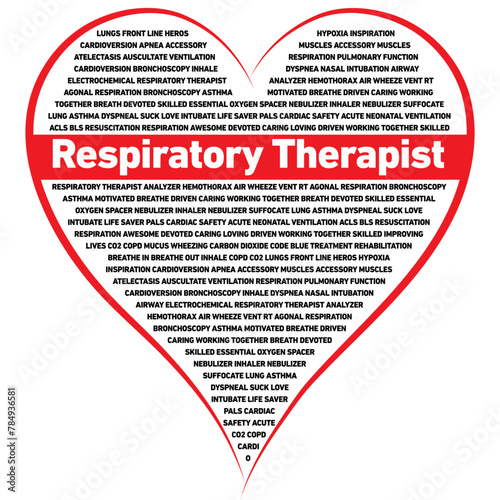 Respiratory Therapist heart made out of related RT words.
