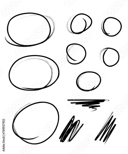 Vector collection of hand drawn black design elements.