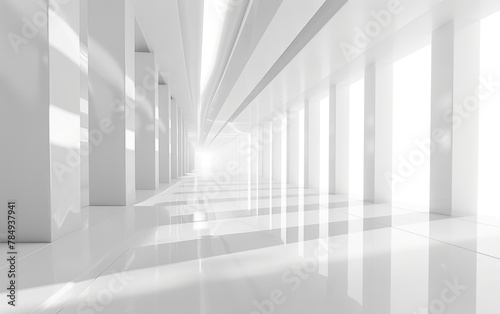 Futuristic abstract 3D white background, has ground, perspective point of view © MUS_GRAPHIC
