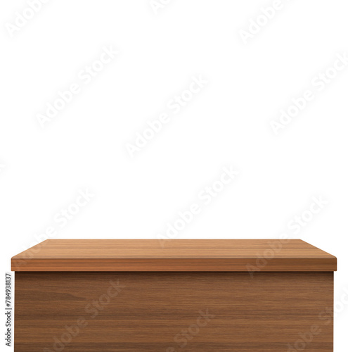 empty wooden table front view isolated PNG transparent.