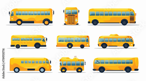 Yellow School Bus Viewed from Different Angles vector