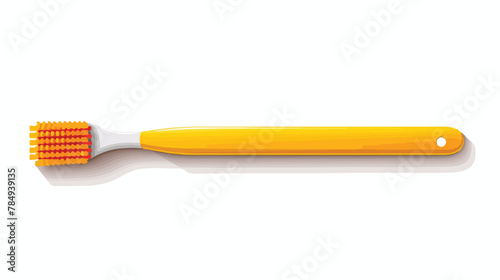 Yellow toothbrush with toothpaste icon. Flat illustration