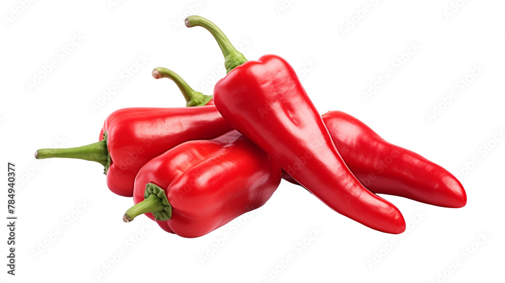  Red hot peppers isolated on white background