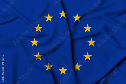 Beautifully waving and striped european union flag, flag background texture with vibrant colors and fabric background