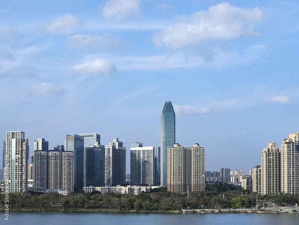 Obraz premium city skyline with skyscrapers