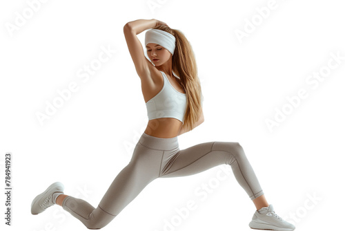 woman doing fitness exercise on transaparent png file