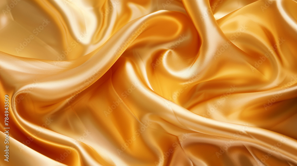 Smooth Golden Silk Fabric Rippling in a Breeze Smooth Golden Silk Fabric Rippling in a Breeze