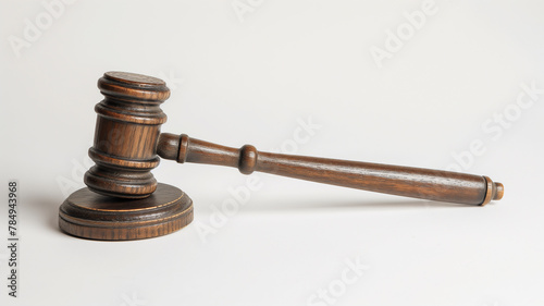 A wooden judge's gavel on a white background. photo