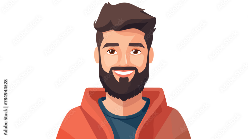 Young man with beard avatar icon. Flat illustration