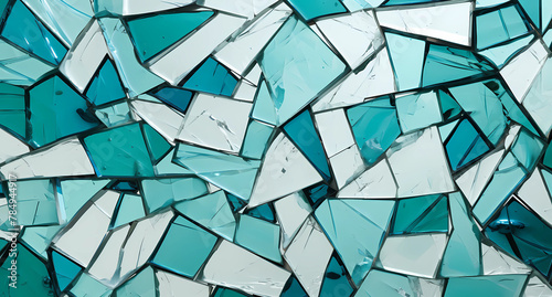teal colored broken glass