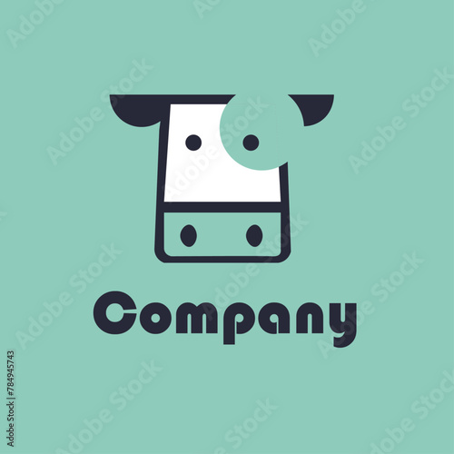 Cartoon Cow Logo Illustration