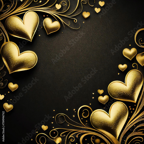 golden heart on black background