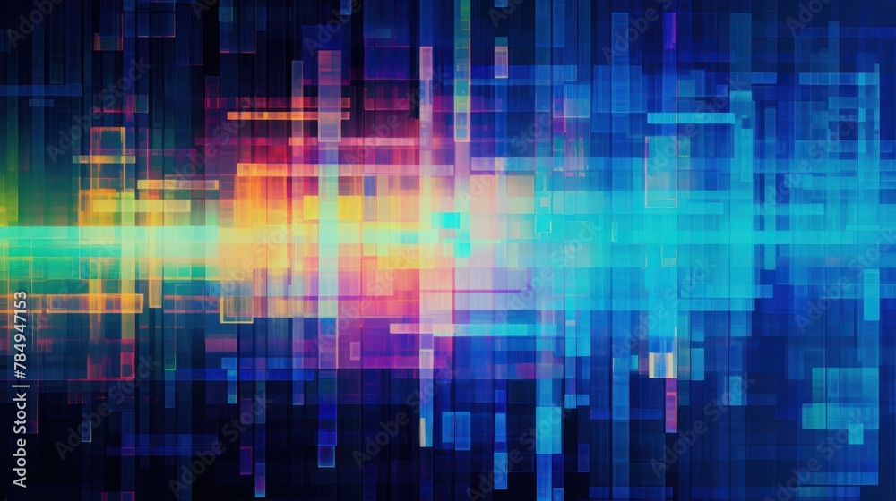 digital glitch effect with pixelated distortions and neon colors, perfect for projects 