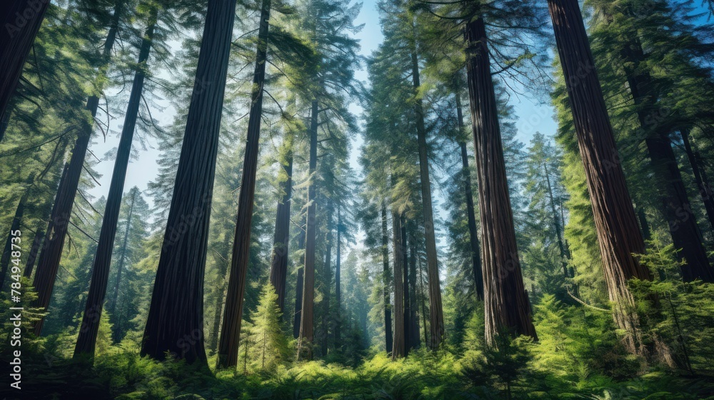 old-growth forest with towering trees reaching up towards the sky, old-growth forest with towering trees reaching up towards the sky,